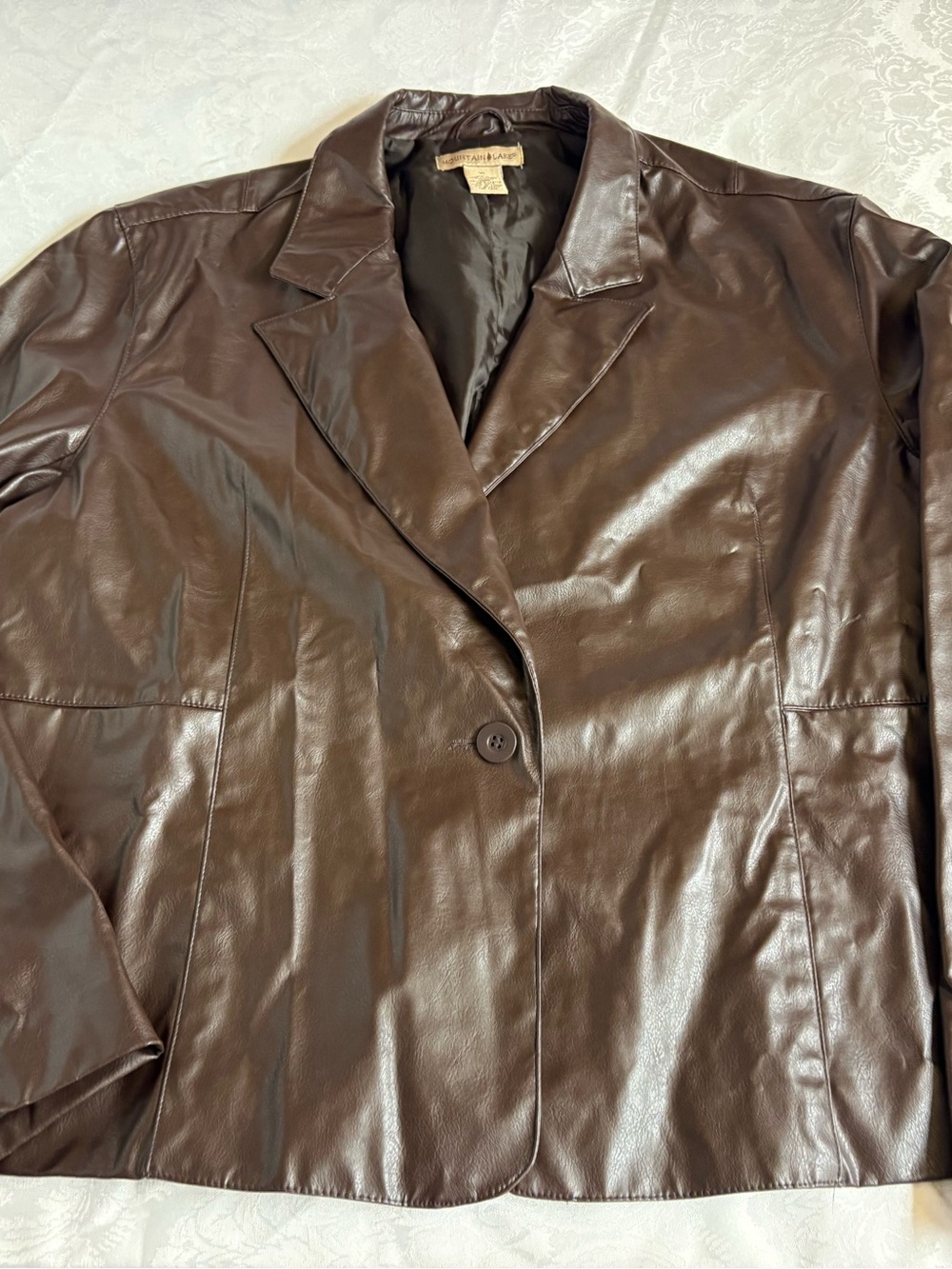 Classic Women's Brown Leather looking Blazer size xl